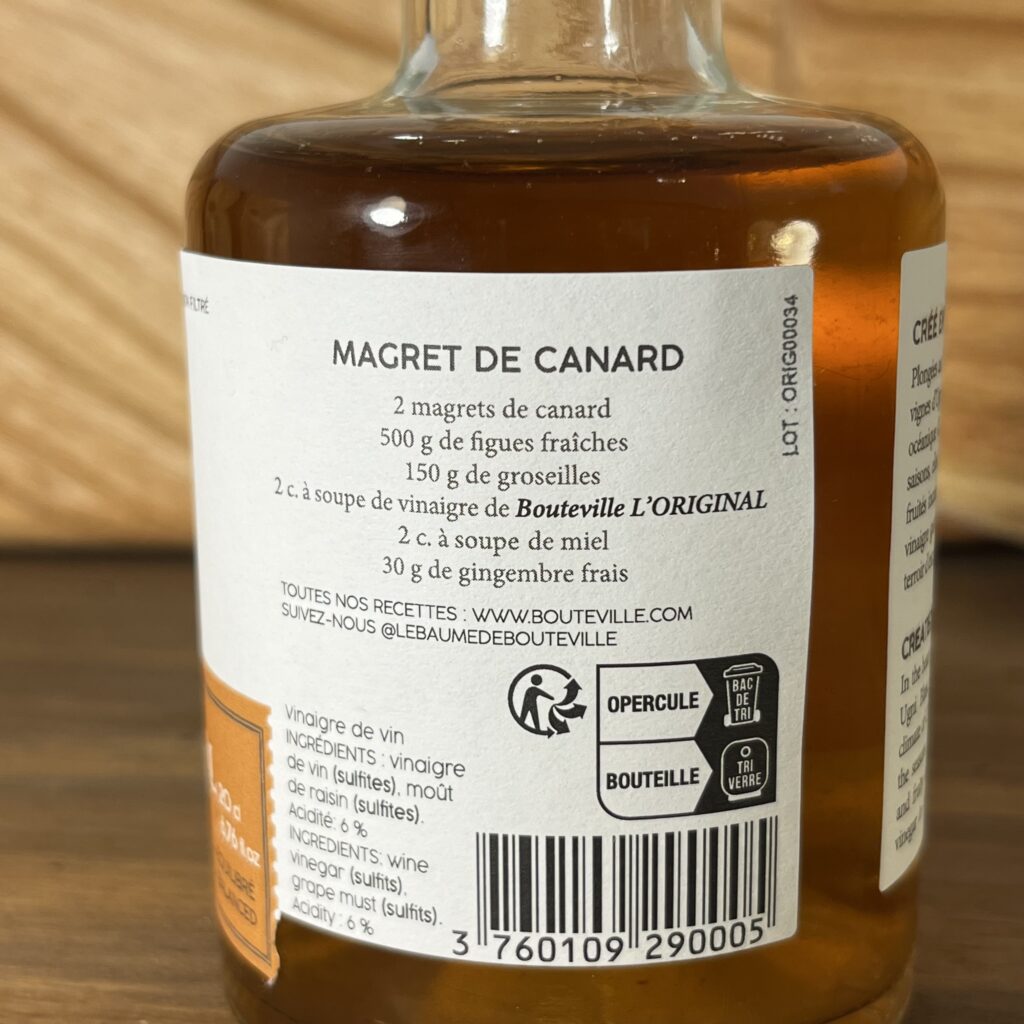 Les Vinaigres & Condiments Gastronomiques De Bouteville (20cl)