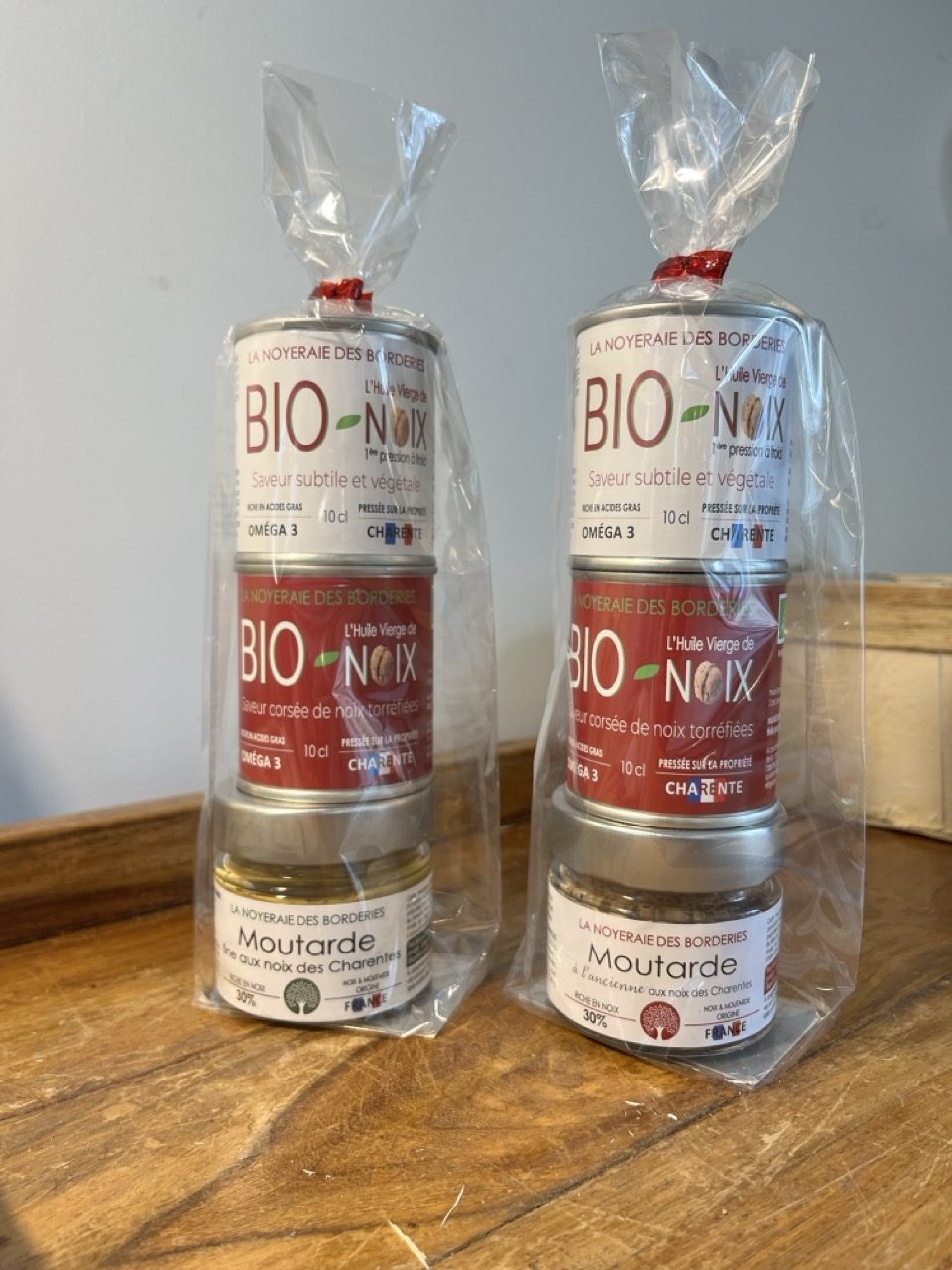 Coffret Trio du Chef : huiles vierges de noix bio et moutarde aux noix, La Noyeraie des Borderies